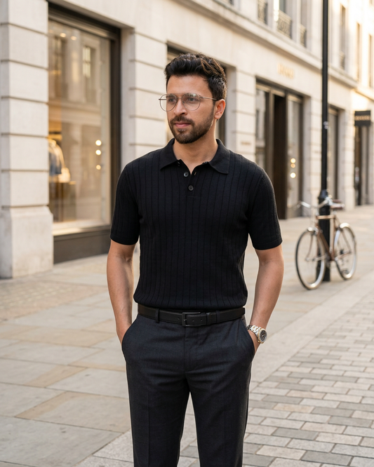 Ribbed Cotton Polo