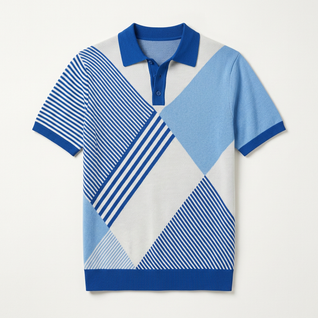 Striped Knit Polo Shirt