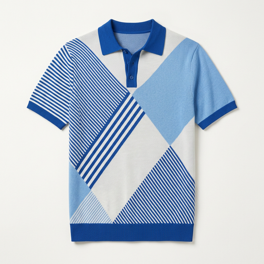 Striped Knit Polo Shirt