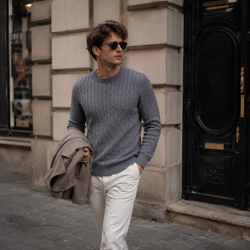 Cable Knit Crewneck Sweater