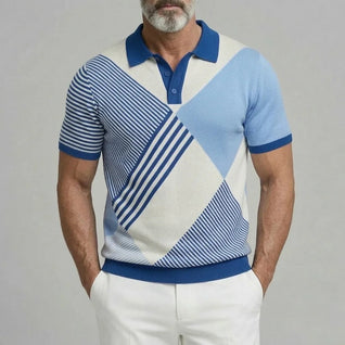 Striped Knit Polo Shirt