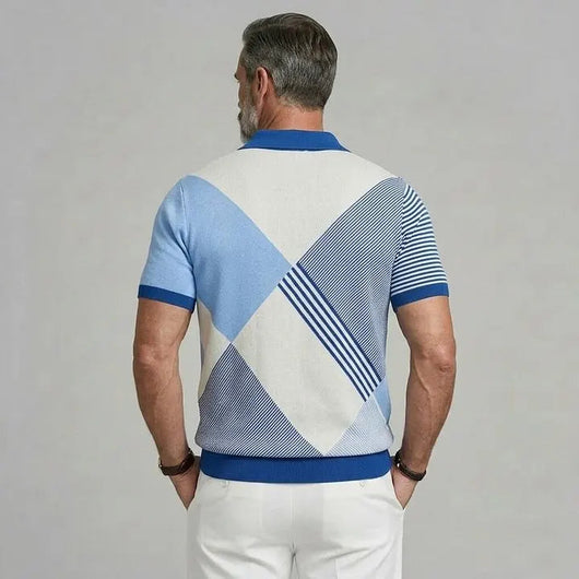 Striped Knit Polo Shirt