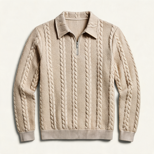 Half-Zip Cable Knit Sweater